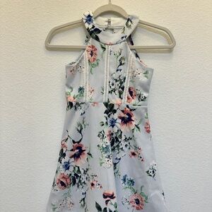 Charming Floral Kids Dress with Halter Neck